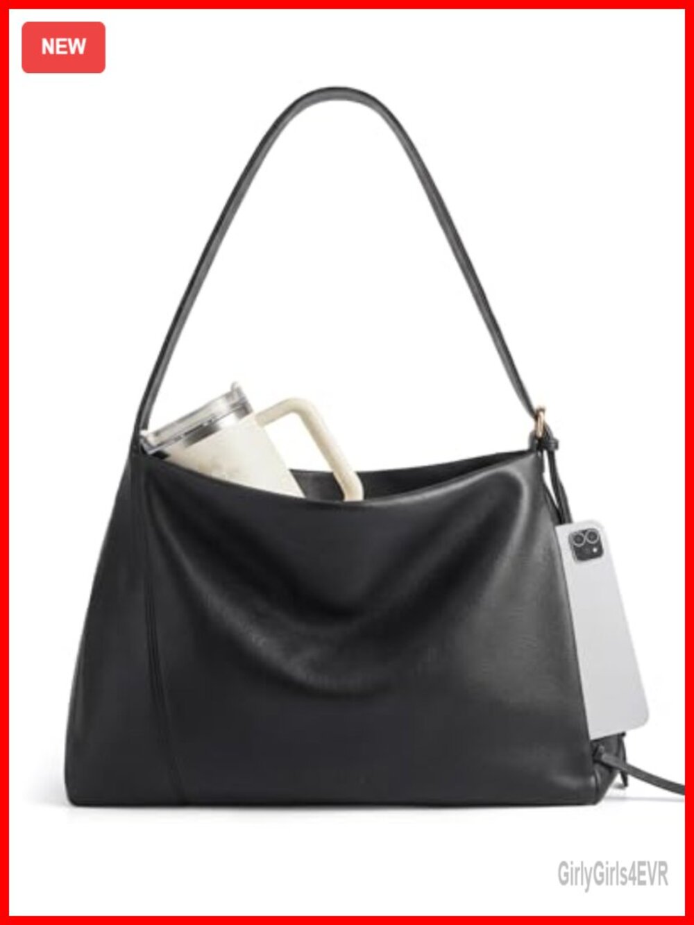 Large Vegan Leather Hobo Bag Tote Purse 3-Way Wear Shoulder Crossbody
